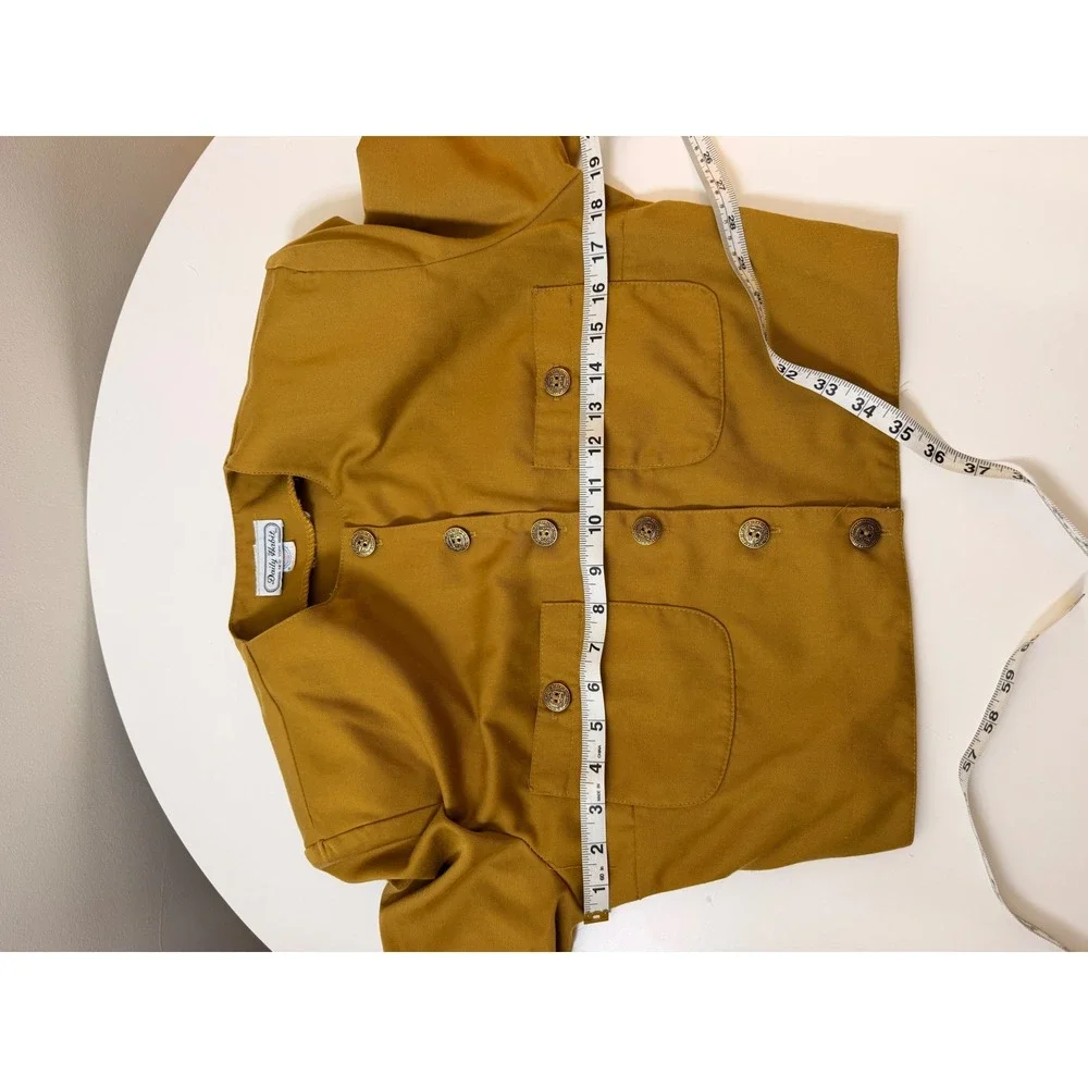 Designer Cropped Jacket Womens Size 3 Yellow Excellent Vintage 80s Crest Button‎